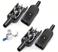 RUNCCI-YUN 4 Piezas Conector alimentación Macho IEC 320 C14 3 Pines,Conector Adaptador de alimentación AC 250V,Enchufe IEC 320 C14 con Terminal de Tornillo(Negro)