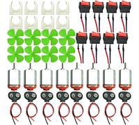 RUNCCI-YUN 40pcs DC Motor Kit，1.5-3V 20000 RPM DC Motor Mini，8 x Conector de batería de 9v Soporte de Montaje del Motor Interruptores Basculantes ，para Proyectos de Ciencia DIY（mini motor 130）