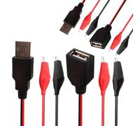 RUNCCI-YUN 4Pcs pinzas de cocodrilo a USB,pinzas de cocodrilo cables de prueba,conector USB macho hembra de a abrazaderas de cocodrilo Cable Pinzas de cocodrilo para pruebas de circuitos eléctricos