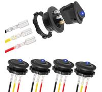 RUNCCI-YUN 5 Pcs Interruptor Coche Rocker 12V, Redondo Impermeable Interruptor de palanca azul LED SPST 3 Pines 2 Posiciones 12 V/24 V-20A con alambres previamente Carcasa