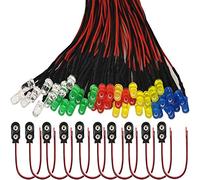 RUNCCI-YUN 50Pcs 5mm Luces LED de Diodo 12V DC Pre Wired LED Diodos Emisores de Luz Lámpar 10Pcs Conector de batería de 9V