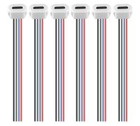 RUNCCI-YUN 6 Piezas conector hembra USB C,Conector soldar montaje en panel USB C de 4 Hilos,Con Hebilla de Ranura a Presión, función PD Con 150mm 24 AWG Cable, Blanco