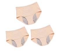 RUNCH Braga Menstrual de Flujo Muy Abundante Talle Alto Braga de Regla Higiénica Absorbente Lavable, Lote de 3 Bragas Menstruales Absorbentes, Beige-L