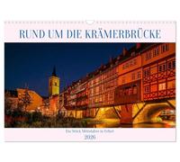 Rund um die Krämerbrücke - Ein Stück Mittelalter in Erfurt (Wandkalender 2026 DIN A3 quer), CALVENDO Monatskalender: Ein Wahrzeichen der Stadt Erfurt, ... bei Nacht in einem wunderschönen Kalender