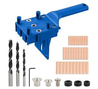 Rundago 41 Piezas Kit de Plantilla de Taco de Carpintería, Taladro Manual Para Madera de 6/8/10 mm, Kit de Guía de Taladro, Herramientas de Sierra, Herramientas de Sierra para Carpintería (Azul)