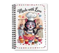 Rundago Cuaderno de recetas, libro de recetas rellenable tamaño A5, libro de recetas en blanco con encuadernación en espiral, 100 páginas/50 hojas, ideal para los amantes de la cocina