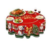 Runde Tischdecke - 220 g/260 g Vintage Polyester Mit Schutzfunktion | Runde Tischdecke für Weihnachtenn | für Herbst Thanksgiving Winter Feiertag Küche Terrasse Essen Party Picknick