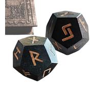 Rune Dice Set - Set De Dados De Runa De Madera | Runas Elder Establecidas para La Adivinación Y Los Juegos | Dados De Estilo Vikingo De 2 Piezas con 24 Símbolos Grabados | Herramienta Espiritu