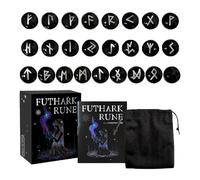 Rune Stones Set, Alphabet Engraved Symbol Stones, Crystal Wiccan Supplies with Pouch, Spiritual Rune Tools for Soul Healing, Meditation and Ritual Work, 3.15x3.82x1.46in