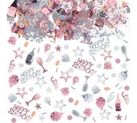 RUNEAY Confeti Cumpleaños 1000 Piezas, Confeti HAPPY BIRTHDAY Decoración Mesa Cumpleaños, Brillante Confeti Decoracion Cumpleaños Mesa, Confeti Estrellas para Cumpleaños Fiesta Decoraciones(Rosa)