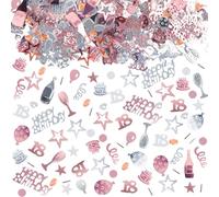 RUNEAY Confeti Cumpleaños 18 año, 1000 Piezas Confeti HAPPY BIRTHDAY Decoración Mesa Cumpleaños, Brillante Confeti Estrellas Decoracion Cumpleaños Mesa para 18 año Cumpleaños Fiesta (Rosa)