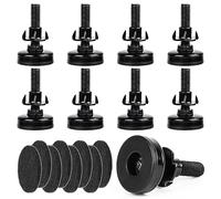 RUNEAY Juego de 8 patas ajustables en altura, M10 x 55 mm, patas de acero inoxidable con tuercas de impacto y fieltro para armarios, sofás, mesas, sillas con patas de madera, color negro