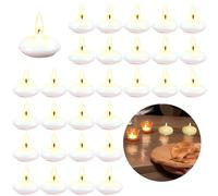 RUNEAY Velas flotantes blancas, 38 unidades, cera de parafina, velas flotantes, para cena, boda, piscina, spa, día de San Valentín, Navidad, decoración