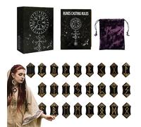 Runes Set, adivinación Wooden Rune Stones, 0.63x1.34x0.08 pulgadas Carved Meditation Tools with Guide and Storage Bag for Dorm, Home, School, Camping, Friends, Colleagues, Classmates