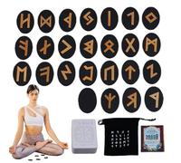 Runes Set - Místico con manual y bolsa de almacenamiento - runas de madera de 25 piezas para meditación, espiritual, entretenimiento, decoración para el hogar, amplía tus horizontes