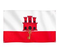 Runesol Bandera de Gibraltar, 91x152cm, 3ft x 5ft, 4 Ojales, Ojal en Cada Esquina, Bandera del Castillo y la Llave, Banderas Premium, Interior, Exterior, Colores Vivos, Gilbratar