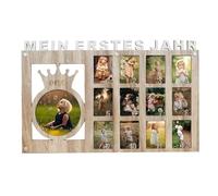 RunFar shop Marco de madera para seguimiento del primer año de vida de un bebé, 12 meses, corona