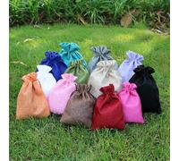 RUNGG 5-20 unids/lote bolsa de regalo de yute de arpillera de lino Natural bolsa con cordón de cumpleaños para embalaje de dulces de boda y fiesta