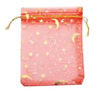 RUNGG 50 unids/lote bolsa de organza bolsa de regalo color oro luna estrella regalos bolsas para boda fiesta caramelo bolsa joyería embalaje