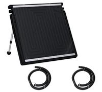 Runheo Colector solar de piscina de 75 x 75 cm de polietileno y aluminio, con patas de apoyo ajustables de 40° a 60°, para piscinas de pie, compatible con sistema de filtro, incluye 2 mangueras para