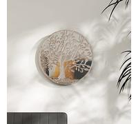 Runheo Espejo redondo arena 40 x 2,5 cm marco de hierro espejo de pared interior decorativo resistente iluminado baño salón pasillo