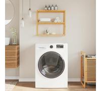 Runheo Estantería de baño de bambú con 3 estantes, 60 x 15 x 54 cm, montaje en pared, ahorra espacio, resistente, para baño, cocina, ducha, con toallero, organizador de acero inoxidable