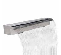 Runheo Fuente rectangular de acero inoxidable de 90 cm, resistente al cloro y al agua, con 2 conexiones, ideal para jardín, terraza, estanque, al aire libre, fuente decorativa duradera