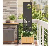 Runheo Lona de privacidad para jardín de acero lacado mate, 32 x 140 cm, color negro, con inserciones decorativas, resistente a la intemperie, para terraza y jardín