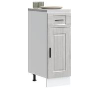 Runheo Mueble bajo cocina Porto Gris Sonoma de madera con patas ajustables, 30 x 46 x 81,5 cm, espacio de almacenamiento con cajón y puertas, práctico armario multiusos para cocina y comedor