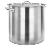 Runheo Olla para sopa de 98 L, acero inoxidable, 50 x 50 cm, con asas y tapa de cristal, olla universal para inducción, cocina de gas, cocina eléctrica, ideal para cocinar, cocinar y guisar en cocinas