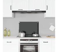Runheo Panel posterior de cocina negro 70 x 50 cm de vidrio templado de 6 mm de grosor con material de montaje resistente al calor resistente a los arañazos, protección contra salpicaduras para cocina