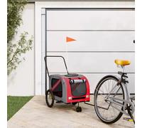 Runheo Remolque de bicicleta para perros, rojo, gris, tejido Oxford, hierro, resistente, plegable, con ventana de malla y ventilación para cachorros, gatos, carrito de transporte al aire libre