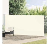 Runheo Toldo lateral extensible, 180 x 600 cm, color crema, resistente a los rayos UV, impermeable, con manivela, base de acero y función de enrollado automático, protección visual para balcón, jardín