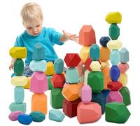 RunHero 39 piedras apilables Montessori de madera, bloques de construcción, juguetes para niños, torre apilable, Grimms, bloques de construcción de madera, bloques de construcción apilables, juguetes