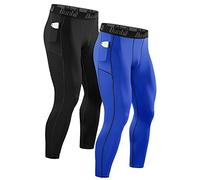 Runhit 2 Piezas Mallas Deporte Hombre con Bolsillos Compresion Pantalon Leggins Chandal Hombre Leggings Térmicos para Running Gym Yoga Moto Trekking Montaña Caza Jogger Muay Thai Golf Snowboard Ski