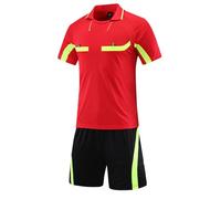 Runhomal - Camiseta de árbitro de fútbol para hombre, conjunto de camiseta de fútbol para adulto, deporte, chándal de árbitro, manga corta, secado rápido, L-3XL, A rojo., 3XL