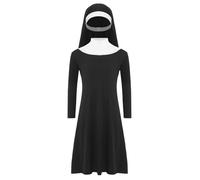 Runhomal Capilla Peregrinación Ropa Litúrgica Niño Niña Monja Cosplay Disfraz Disfraz Disfraz De Halloween Trajes De Navidad Carnaval 3-10 Años Negro 9-10 años