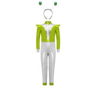 Runhomal combinación alien rizos para el pelo niños niñas 2 unids extranjero disfraces halloween rendimiento carnaval Cosplay 5-16 años verde 5-6 años