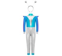 Runhomal combinación alien rizos para el pelo niños niñas 2 unids extranjero disfraces halloween rendimiento carnaval Cosplay 5-16 años plata 5-6 años