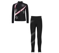 Runhomal - Conjunto de chaqueta de patinaje artístico para niña y pantalón para deporte y danza yoga Workout 5-14 años, rosa, 13-14 Años