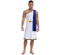 Runhomal - Disfraz de dioses griego para hombre, adulto, emperador romano César griego, traje de Dios griego, Grecia romano, Halloween, carnaval, fiesta, azul S