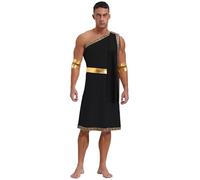 Runhomal - Disfraz de dioses griego para hombre, adulto, emperador romano César griego, traje de Dios, griego, griego, romano, Halloween, carnaval, fiesta, B, negro, XL