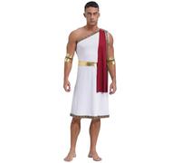 Runhomal - Disfraz de dioses griego para hombre, adulto, emperador romano César griego, traje de Dios griego, Grecia romano, Halloween, carnaval, fiesta B Borgoña 3XL