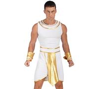 Runhomal - Disfraz de toge griego para hombre, dios, griego, toga, falda de Halloween, disfraz de emperador romano, hombre, roma, príncipe rey, Halloween, carnaval, color blanco XXL