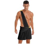 Runhomal - Disfraz romano para hombre, disfraz de Dios griego, Toga, traje de emperador romano, hombre griego, Toga, Roma, príncipe rey, Halloween, carnaval, Cosplay S-3XL, negro S