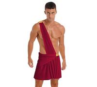 Runhomal - Disfraz romano para hombre, disfraz de Dios griego, Toga, traje de emperador romano, hombre griego, Toga, Roma, príncipe rey, Halloween, carnaval, cosplay S-3XL Borgoña L
