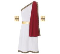 Runhomal - Disfraz romano para hombre, disfraz de Dios griego, Toga, traje de emperador romano, hombre griego, Toga, Roma, príncipe rey, Halloween, carnaval, cosplay S-3XL tipo F Borgoña L