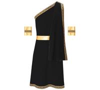 Runhomal - Disfraz romano para hombre, disfraz de Dios griego, Toga, traje de emperador romano, hombre griego, Toga, Roma, príncipe rey, Halloween, carnaval, cosplay, S-3XL, tipo F, negro, XL