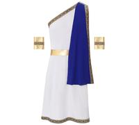 Runhomal - Disfraz romano para hombre, disfraz de Dios griego, Toga, traje de emperador romano, hombre griego, Toga, Roma, príncipe rey, Halloween, carnaval, cosplay, S-3XL, tipo F, azul M