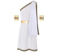 Runhomal - Disfraz romano para hombre, disfraz de Dios griego, Toga, traje de emperador romano, hombre griego, Toga, Roma, príncipe rey, Halloween, carnaval, cosplay, S-3XL, tipo F, blanco, 3XL